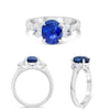 LARGE 3.27CT DIAMOND AAA SAPPHIRE PLATINUM OVAL CLASSIC 3 STONE ENGAGEMENT RING
