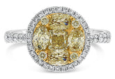WIDE 1.88CT WHITE FANCY YELLOW DIAMOND 18KT 2 TONE GOLD MULTI SHAPE CLUSTER RING