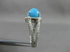 ESTATE WIDE 1.11CT DIAMOND & AAA TURQUOISE 14KT WHITE GOLD HALO FUN RING #18927