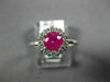 ESTATE 1.10CT DIAMOND & AAA RUBY 14KT WHITE GOLD FLOWER CLASSIC ENGAGEMENT RING