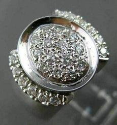ANTIQUE LARGE .62CT ROUND DIAMOND 18KT WHITE GOLD 3D OVAL RING BEAUTIFUL! #22508