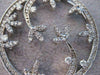 LARGE ANTIQUE DIAMOND 14KT WHITE GOLD FLOWER MEDAL PENDANT + CHAIN #18538