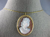 ESTATE LARGE AAA MOTHER OF PEARL 14KT YELLOW GOLD LADY CAMEO PIN PENDANT