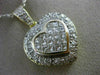 ESTATE LARGE 2.60CT DIAMOND 18K WHITE & YELLOW GOLD 3D PAVE HEART PENDANT #99988
