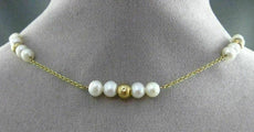 ESTATE PEARL 14KT YELLOW GOLD 3D MULTI PEARL BY THE YARD BEAD NECKLACE #24941