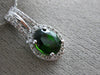 ESTATE 1.54CT DIAMOND & AAA GREEN GARNET 14KT WHITE GOLD 3D OVAL HALO PENDANT