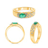 .55CT DIAMOND & AAA EMERALD 14KT YELLOW GOLD PEAR SHAPE & ROUND ETOILE FUN RING