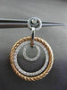 ESTATE LARGE 1.0CT DIAMOND 14K WHITE & ROSE GOLD 3D CIRCLE OF LIFE HOOP EARRINGS