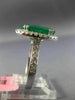 ESTATE LARGE 6.74CT DIAMOND & AAA EMERALD 18K WHITE GOLD 3D HALO ENGAGEMENT RING