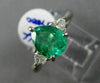 ESTATE 1.65CT DIAMOND & AAA COLOMBIAN EMERALD PLATINUM 3 STONE ENGAGEMENT RING