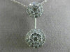 ESTATE 1.0CT ROUND DIAMOND 14K WHITE GOLD 3D FLOWER DOUBLE CLUSTER PENDANT #1939