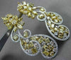 ESTATE LARGE 11.39CT WHITE & FANCY DIAMONDS 18KT WHITE & YELLOW GOLD 3D EARRINGS