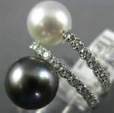 WIDE .6CT DIAMOND & AAA SOUTH SEA TAHITIAN PEARL 18K WHITE GOLD CRISS CROSS RING