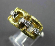 ANTIQUE WIDE .36CT OLD MINE DIAMOND 18KT TWO TONE GOLD OPEN ETERNITY RING #17195