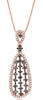.63CT WHITE & CHOCOLATE FANCY DIAMOND 14KT ROSE GOLD TEAR DROP 3 ROW FUN PENDANT