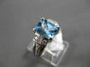 ESTATE 1.42CT DIAMOND & AAA BLUE TOPAZ 14K WHITE GOLD FILIGREE ENGAGEMENT RING