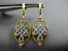 ESTATE .11CT DIAMOND 14K 2 TONE GOLD FILIGREE FLOWER LOVE KNOT HANGING EARRINGS