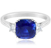 LARGE 3.34CT DIAMOND & AAA SAPPHIRE 18KT WHITE GOLD 3D CUSHION ENGAGEMENT RING