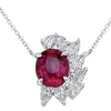 LARGE 3.16CT DIAMOND & AAA PINK SAPPHIRE 18KT WHITE GOLD 3D FLORAL LOVE NECKLACE