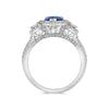 LARGE 2.20CT DIAMOND & AAA SAPPHIRE PLATINUM PEAR SHAPE 3 STONE ENGAGEMENT RING