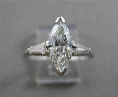 ESTATE 1.51CTW MARQUISE DIAMOND PLATINUM CLASSIC ENGAGEMENT RING EGL USA #18830