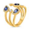 LARGE 1.14CT DIAMOND & AAA SAPPHIRE 14KT YELLOW GOLD MULTI SHAPE HALO BEZEL RING