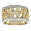 ESTATE WIDE 1.01CT ROUND DIAMOND 18K 2 TONE GOLD BEZEL MILGRAIN ANNIVERSARY RING