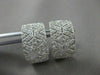 ESTATE WIDE .82CT DIAMOND 18KT WHITE GOLD FILIGREE HUGGIE EARRINGS UNIQUE #16574