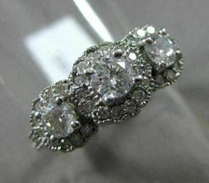 ESTATE 1.25CT DIAMOND 14KT WHITE GOLD 3 STONE FILIGREE MILGRAIN FRIENDSHIP RING
