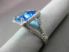 ESTATE 11.42CTW DIAMOND & AAA EMERALD CUT BLUE TOPAZ 14KT WHITE GOLD HALO RING