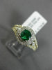 ESTATE WIDE 2.4CT DIAMOND & AAA COLOMBIAN EMERALD 14K WHITE GOLD ENGAGEMENT RING
