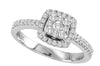 ESTATE .30CT DIAMOND 14KT WHITE GOLD 3D ROUND SQUARE SEMI ETERNITY PROMISE RING