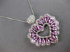 LARGE 7.5CT DIAMOND & AAA PINK SAPPHIRE 14KT WHITE GOLD 3D DOUBLE HEART PENDANT