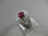 WIDE ANTIQUE 1.73CTW DIAMOND RUBY 18K W GOLD FILIGREE COCKTAIL RING 13MM #18441