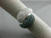 ESTATE WIDE 2.30CT WHITE & BLUE DIAMOND 14KT WHITE GOLD 3D CRISS CROSS LOVE RING