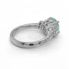 3.1CT DIAMOND & AAA PARAIBA TOURMALINE 18KT WHITE GOLD 3D ROUND & BAGUETTE RING
