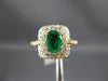 ESTATE 4.32CT DIAMOND & AAA EMERALD 14KT YELLOW GOLD DOUBLE HALO ENGAGEMENT RING