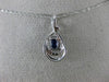 ESTATE .78CT DIAMOND & AAA SAPPHIRE 14K WHITE GOLD 3D OVAL INFINITY LOVE PENDANT