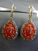 ESTATE .92CT DIAMOND & RED AGATE 14KT YELLOW GOLD 3D FILIGREE HANGING EARRINGS