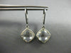 ESTATE AAA CRYSTAL 14KT WHITE GOLD 3D CUSHION CLASSIC BEZEL HANGING EARRINGS