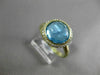 ESTATE 3.90CT ROUND DIAMOND & AAA BLUE TOPAZ 18KT YELLOW GOLD 3D ROUND HALO RING