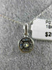 ESTATE .55CT DIAMOND & AAA SAPPHIRE 18KT WHITE GOLD 3D FLOWER SOLITAIRE PENDANT