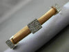 ESTATE .75CT DIAMOND 14KT WHITE & ROSE GOLD SQUARE MESH FLEXIBLE BANGLE BRACELET
