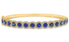 WIDE 5.70CT DIAMOND & AAA SAPPHIRE 14KT YELLOW GOLD MULTI FLOWER BANGLE BRACELET
