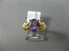 ESTATE 1.02CT DIAMOND & AAA OVAL AMETHYST 14KT YELLOW GOLD 3D FLOWER FUN RING