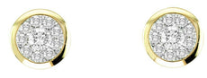 .33CT DIAMOND 14KT YELLOW GOLD 3D CLASSIC CLUSTER INVISIBLE BEZEL STUD EARRINGS