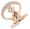 ESTATE LARGE .39CT DIAMOND 18KT ROSE GOLD 3D MULTI ROW X LOVE RING