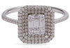 ESTATE .55CT DIAMOND 14KT WHITE GOLD ROUND & BAGUETTE CLUSTER TRIPLE HALO RING