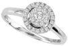 ESTATE .25CT DIAMOND 14KT WHITE GOLD CIRCLE ROUND FLOWER CLUSTER HALO LOVE RING