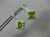 ESTATE 1.76CT DIAMOND & AAA PERIDOT 14KT WHITE GOLD 3D SQUARE HALO POST EARRINGS